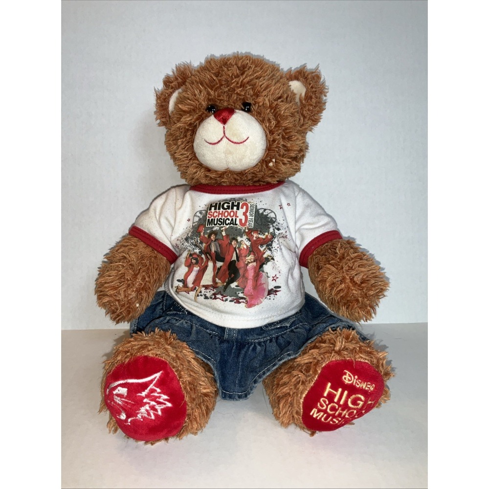 Build-A-Bear High School Musical 3 Teddy Plush 16" Brown Shirt Jean Skirt 2006